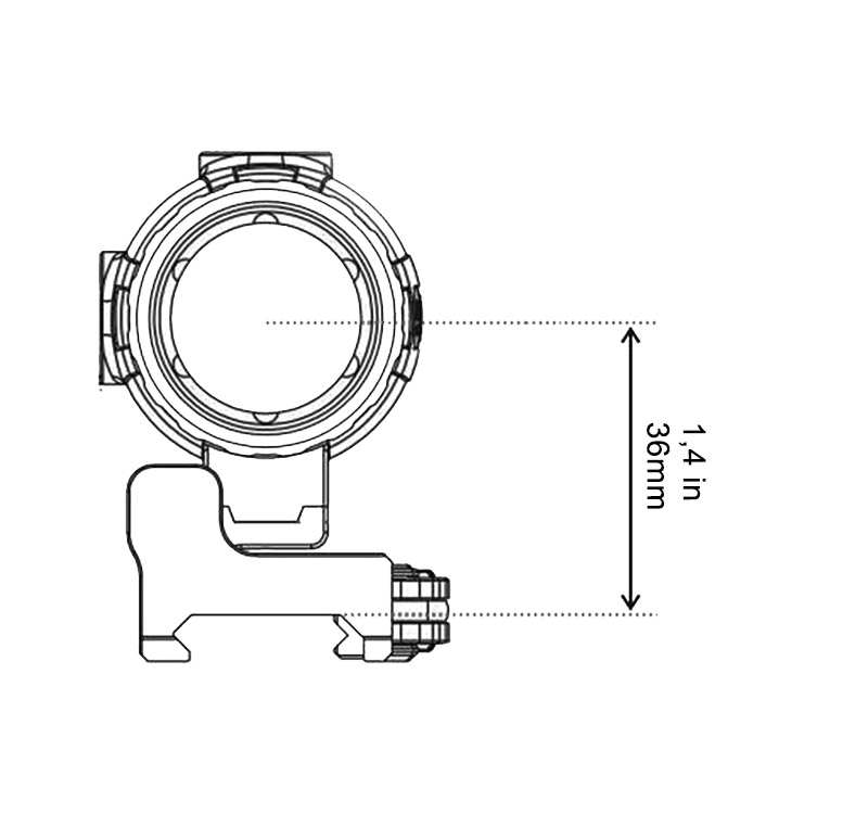 Height center of view magnifier Vector Optics